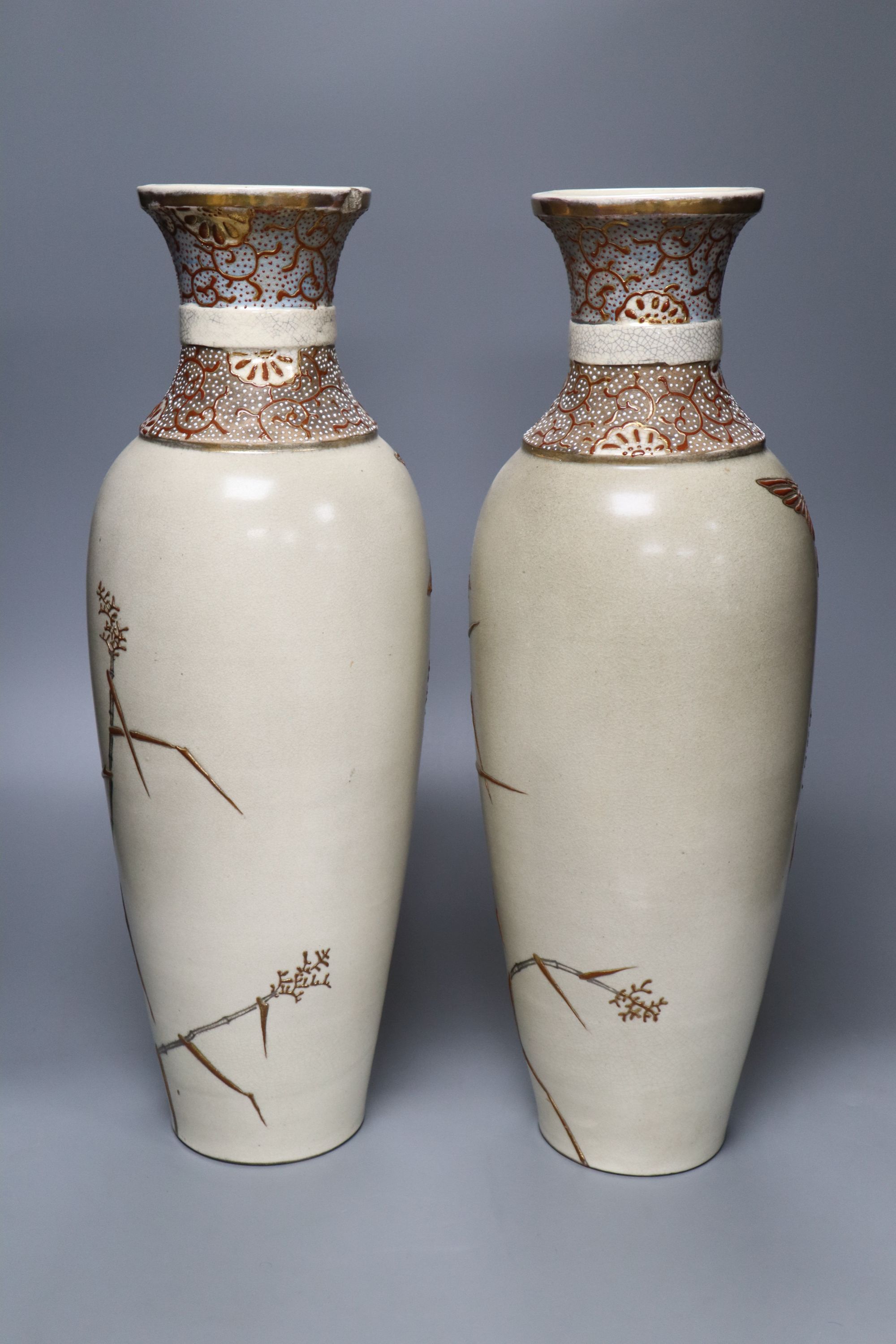 A pair of large Japanese Satsuma vases, height 46cm